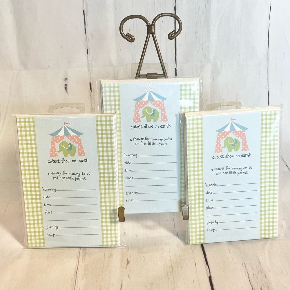 Vintage Hallmark Baby Shower Invitations Cutest Show on Earth Circus 24ct NIP